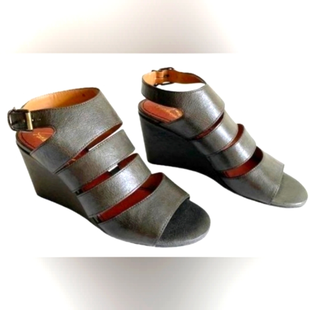 Patricia Nash Korina Leather Wedge Ankle Strap Sandals!! CLEAN!!